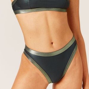 Solid & Striped Scottie green shiny bikini bottoms NWOT M